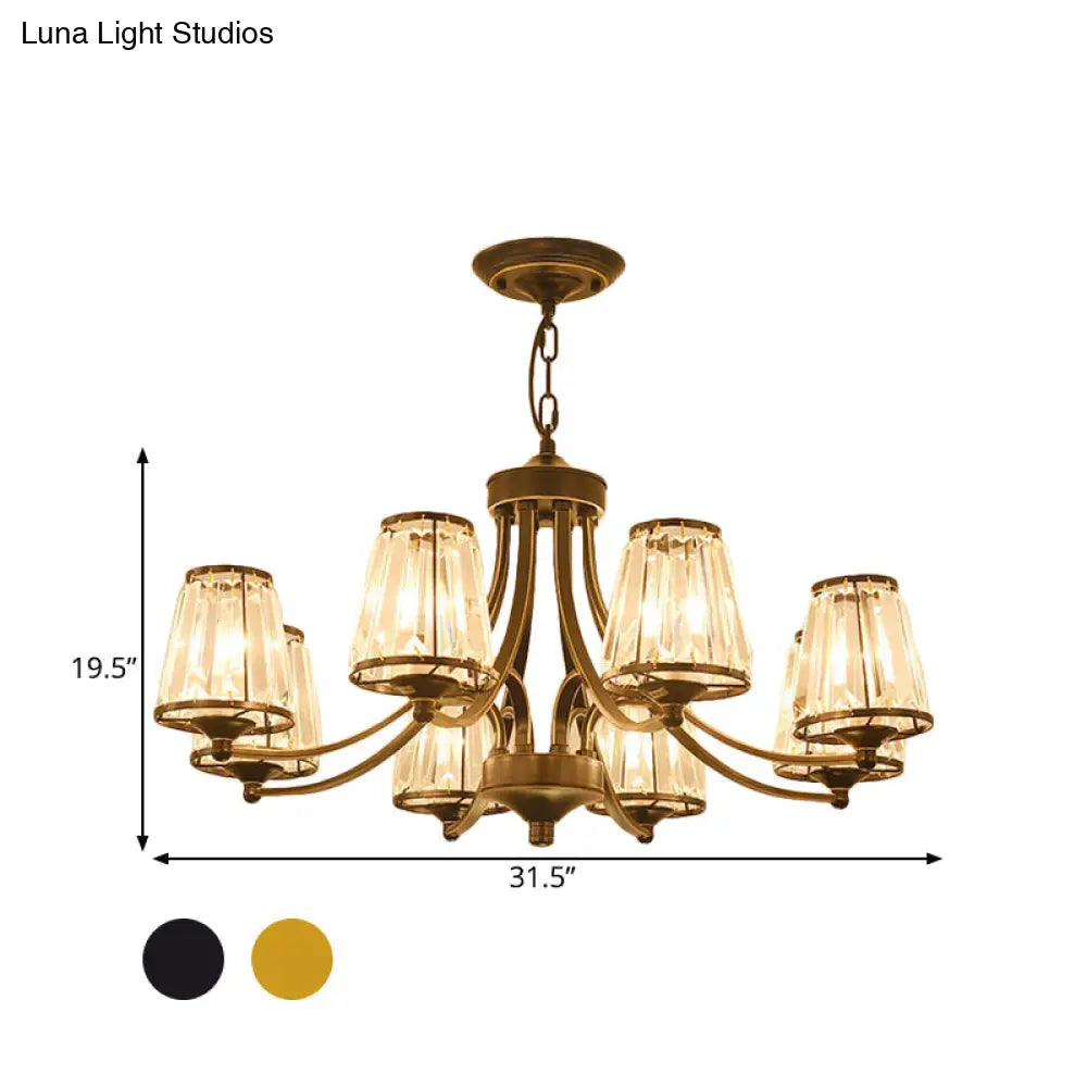 Circular Crystal Chandelier Lamp: Elegant Hanging Light For Bedrooms With Gold/Black Touches -