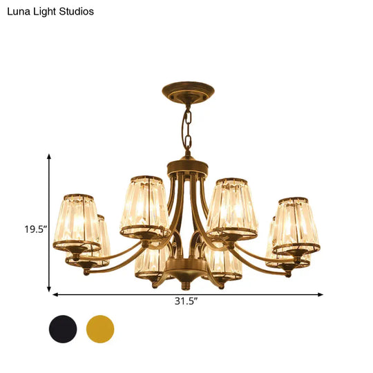 Circular Crystal Chandelier Lamp: Elegant Hanging Light For Bedrooms With Gold/Black Touches -