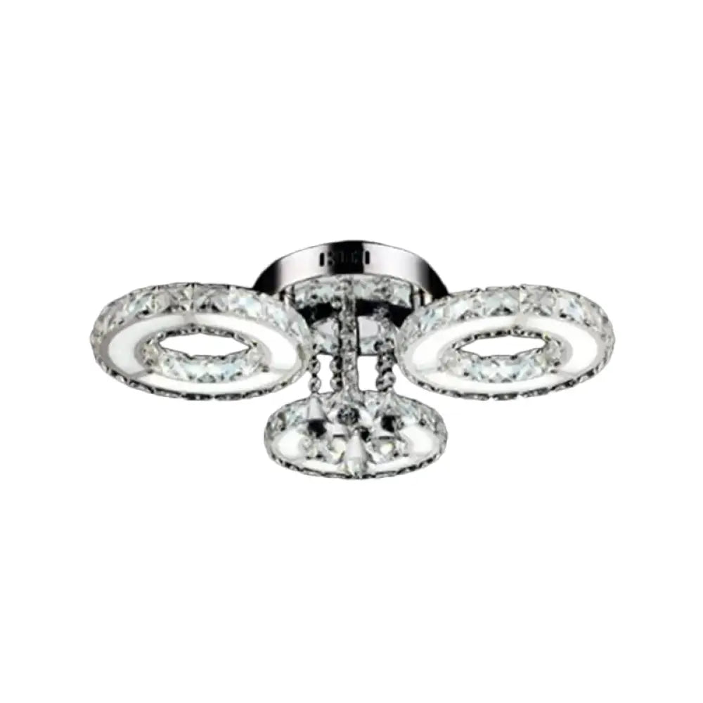 Circular Crystal Flushmount Ceiling Light With Opulent Inlay And Silver Finish - 3/6 Bulbs 3 /