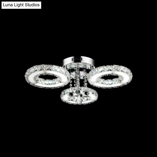 Circular Crystal Flushmount Ceiling Light With Opulent Inlay And Silver Finish - 3/6 Bulbs