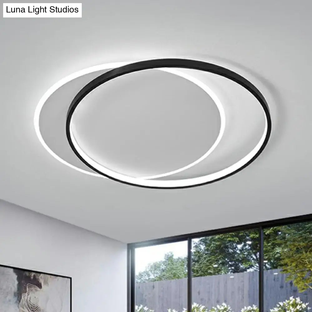 Circular Flush Light Fixture With Acrylic Shade In Black And White - Simplicity Led Ceiling Mount