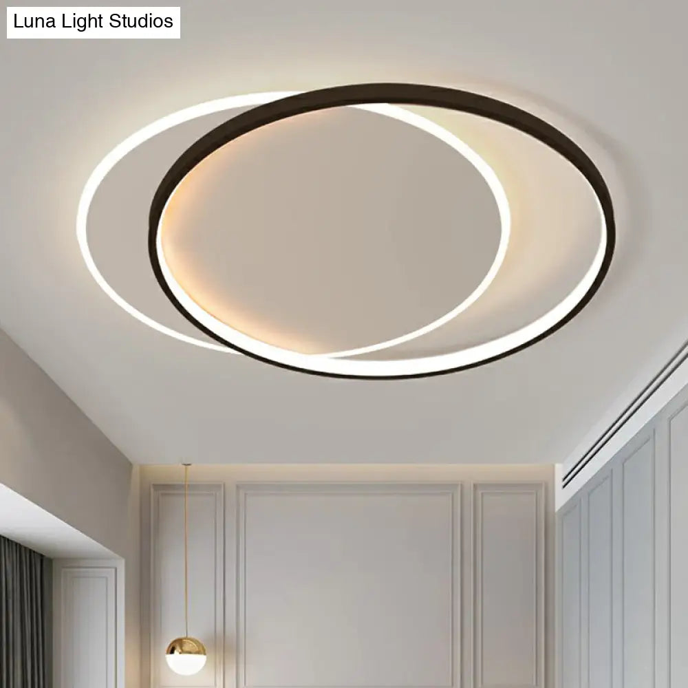 Circular Flush Light Fixture With Acrylic Shade In Black And White - Simplicity Led Ceiling Mount