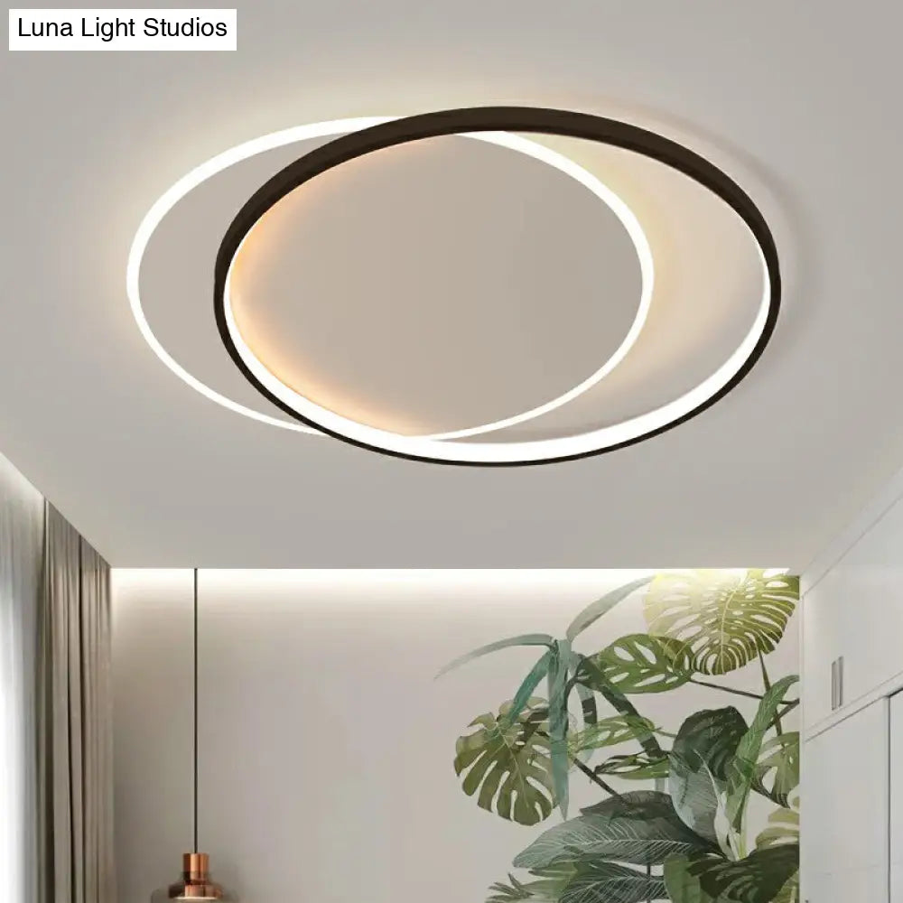 Circular Flush Light Fixture With Acrylic Shade In Black And White - Simplicity Led Ceiling Mount