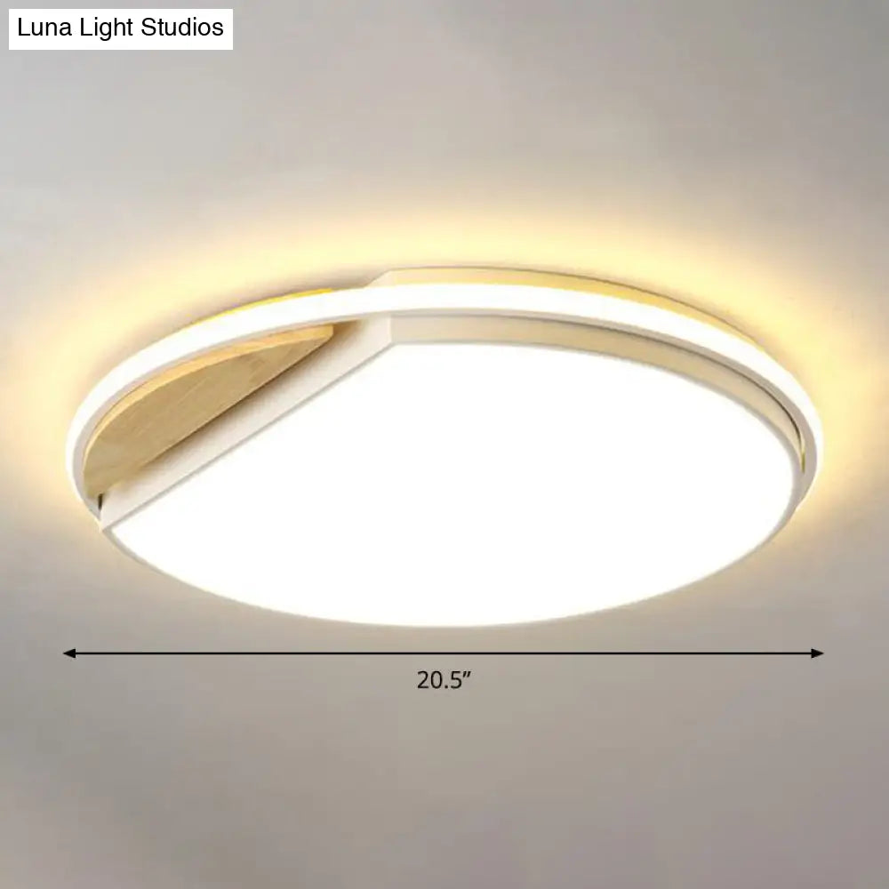 Circular Flush Mount Led Ceiling Light Fixture - Modern Acrylic Design 16.5’ Wide White/3 Color