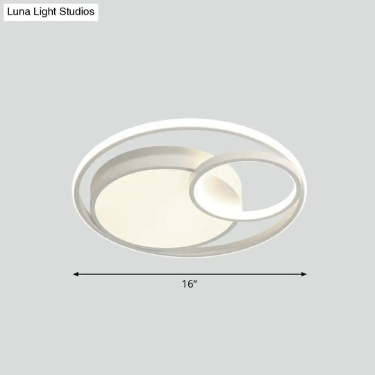 Circular Led Ceiling Light With Metallic Simplicity And Acrylic Diffuser - Flush Mount White / Small