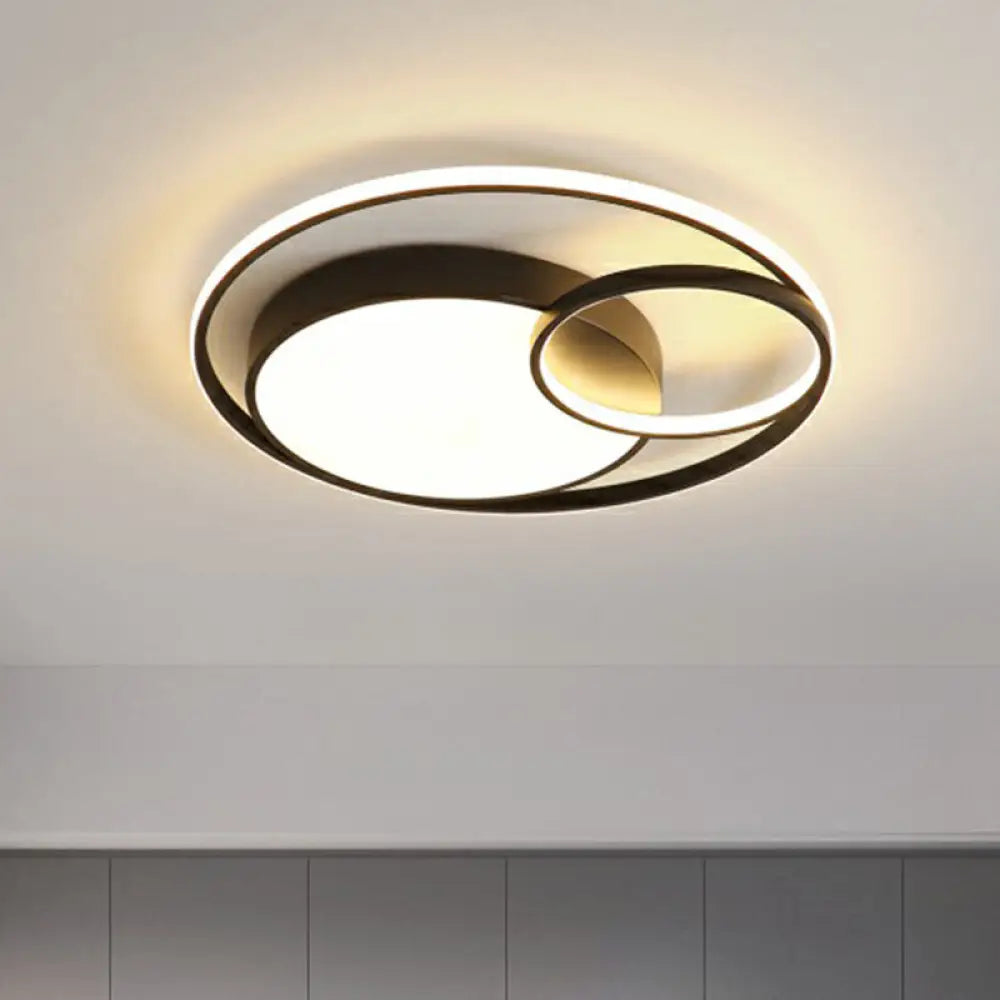 Circular Led Ceiling Light With Metallic Simplicity And Acrylic Diffuser - Flush Mount Black /