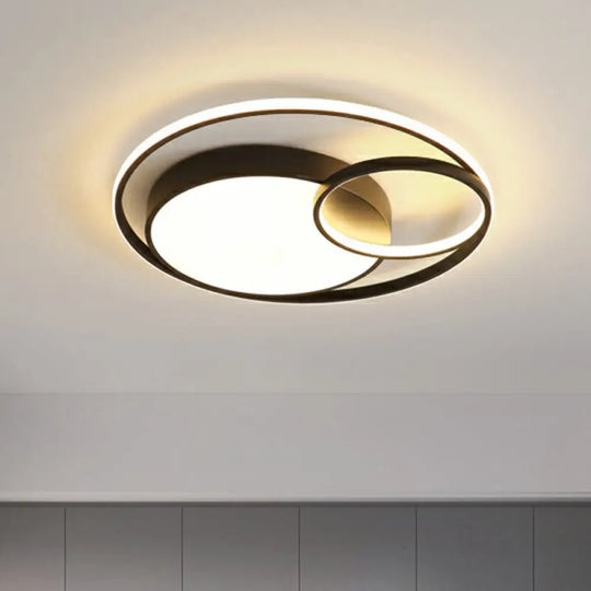 Circular Led Ceiling Light With Metallic Simplicity And Acrylic Diffuser - Flush Mount Black /