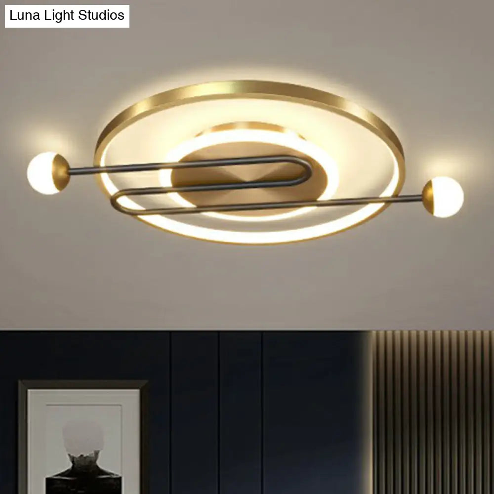 Circular Led Flush Mount Ceiling Light - Minimalistic Metal Living Room Lighting Fixture