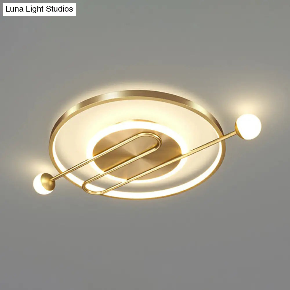 Circular Led Flush Mount Ceiling Light - Minimalistic Metal Living Room Lighting Fixture Gold / 18