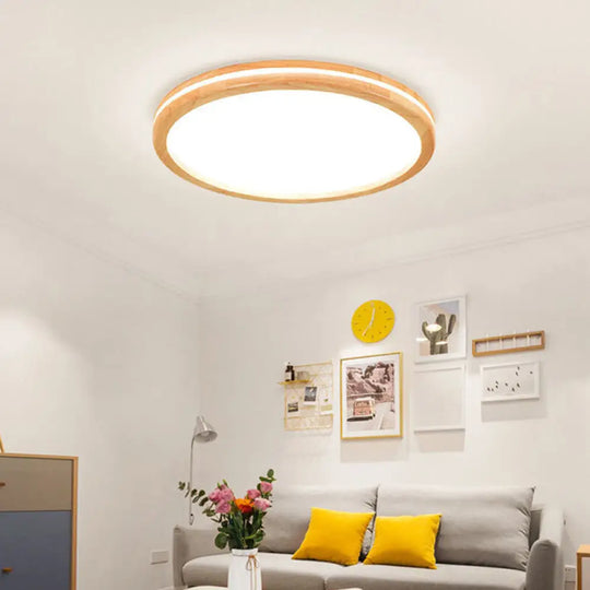 Circular Led Flush Mount Ceiling Light With White Acrylic Shade / 12’ Warm