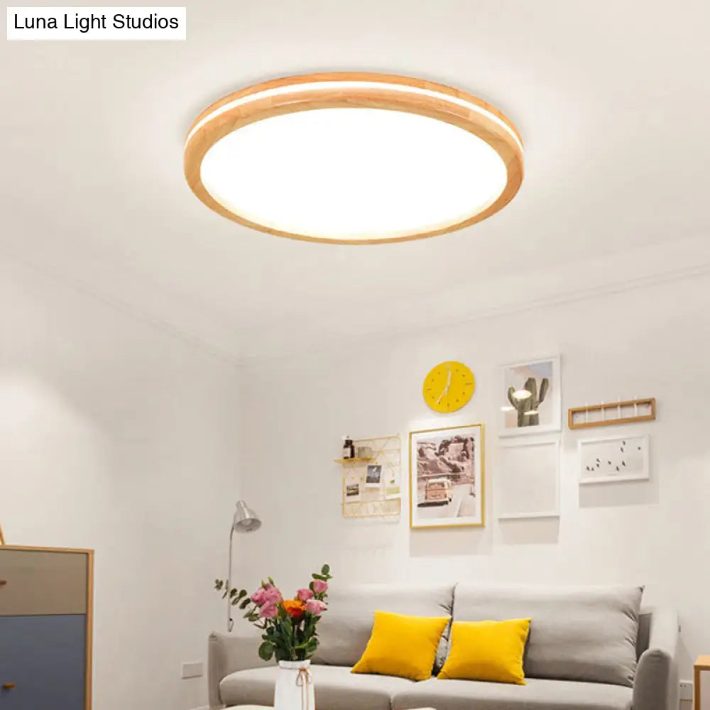 Circular Led Flush Mount Ceiling Light With White Acrylic Shade / 12 Warm