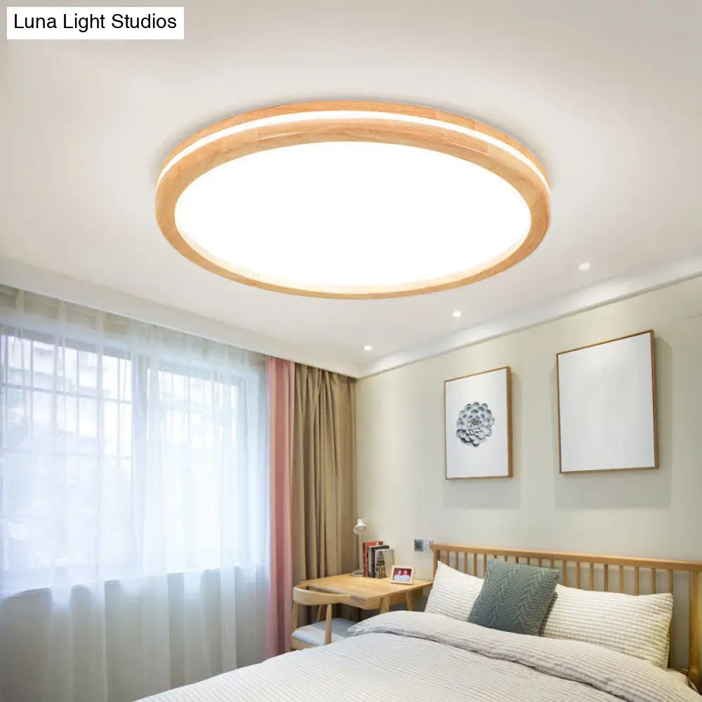 Circular Led Flush Mount Ceiling Light With White Acrylic Shade