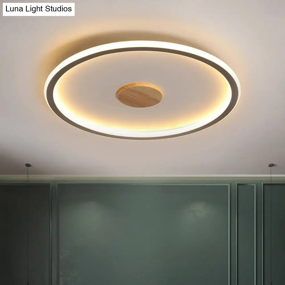 Circular Led Flushmount Ceiling Light In Black/Grey With Warm/White Lighting - 16.5/20.5 Diameter