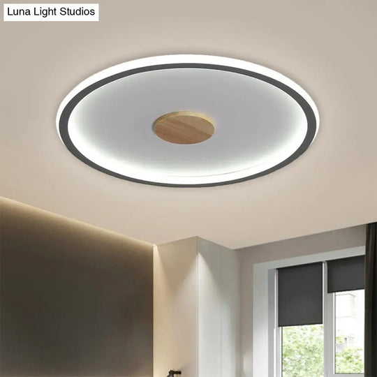 Circular Led Flushmount Ceiling Light In Black/Grey With Warm/White Lighting - 16.5/20.5 Diameter