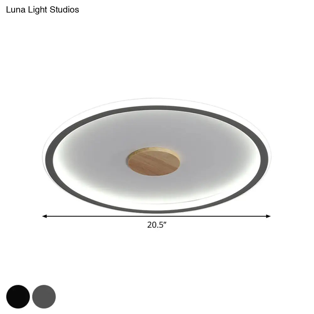 Circular Led Flushmount Ceiling Light In Black/Grey With Warm/White Lighting - 16.5/20.5 Diameter