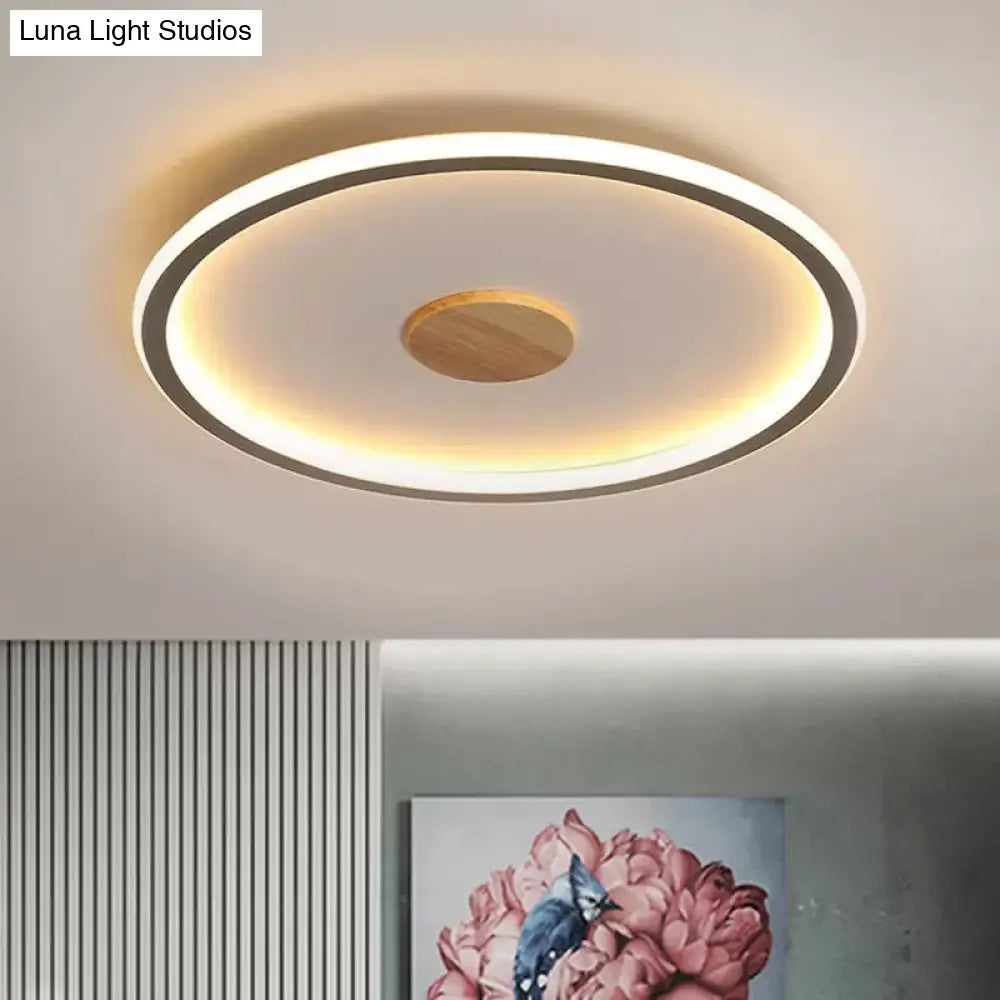 Circular Led Flushmount Ceiling Light In Black/Grey With Warm/White Lighting - 16.5/20.5 Diameter