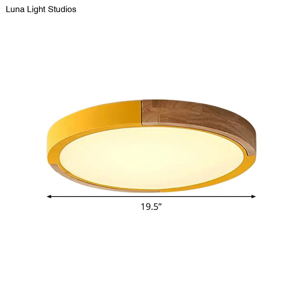 Circular Macaron Led Flush Mount Ceiling Light In 3 Colors And 2 Options 16’/19.5’ Wide