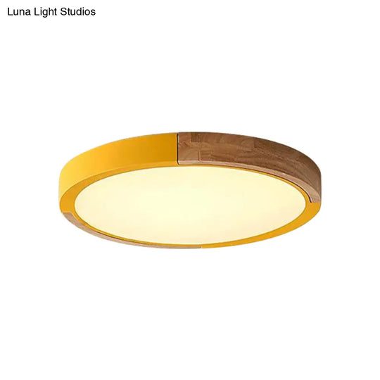 Circular Macaron Led Flush Mount Ceiling Light In 3 Colors And 2 Options 16’/19.5’ Wide