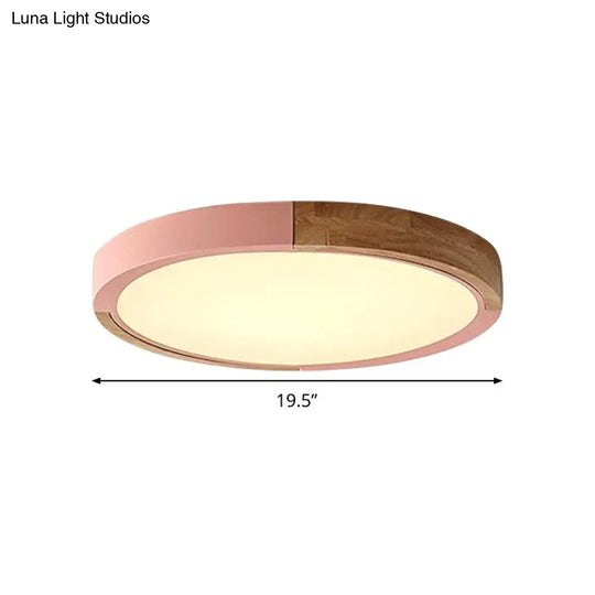 Circular Macaron Led Flush Mount Ceiling Light In 3 Colors And 2 Options 16/19.5 Wide