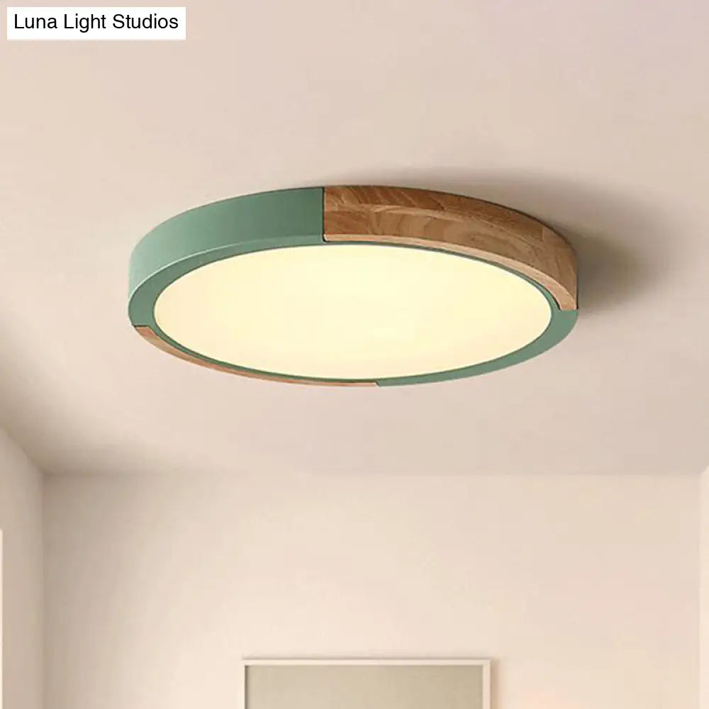 Circular Macaron Led Flush Mount Ceiling Light In 3 Colors And 2 Options 16/19.5 Wide Green / 16