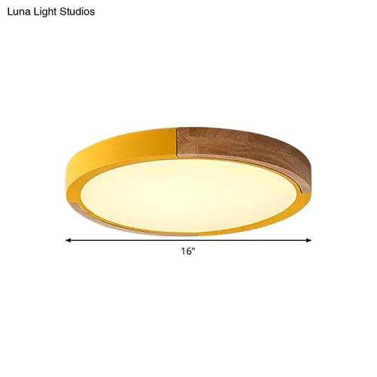 Circular Macaron Led Flush Mount Ceiling Light In 3 Colors And 2 Options 16/19.5 Wide