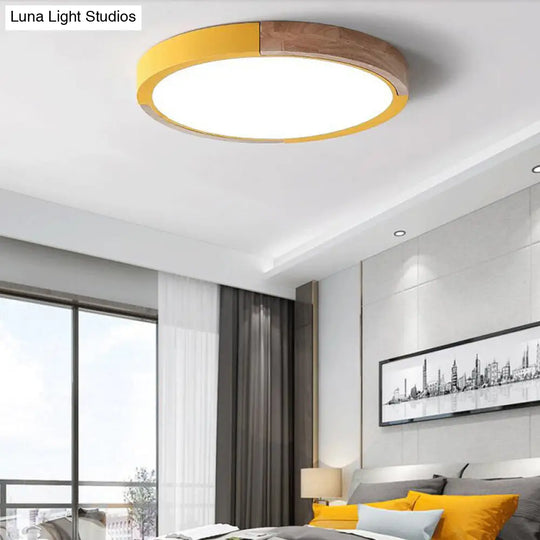 Circular Macaron Led Flush Mount Ceiling Light In 3 Colors And 2 Options 16/19.5 Wide Yellow / 16