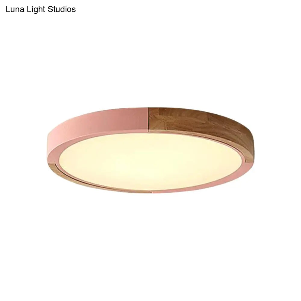 Circular Macaron Led Flush Mount Ceiling Light In 3 Colors And 2 Options 16’/19.5’ Wide