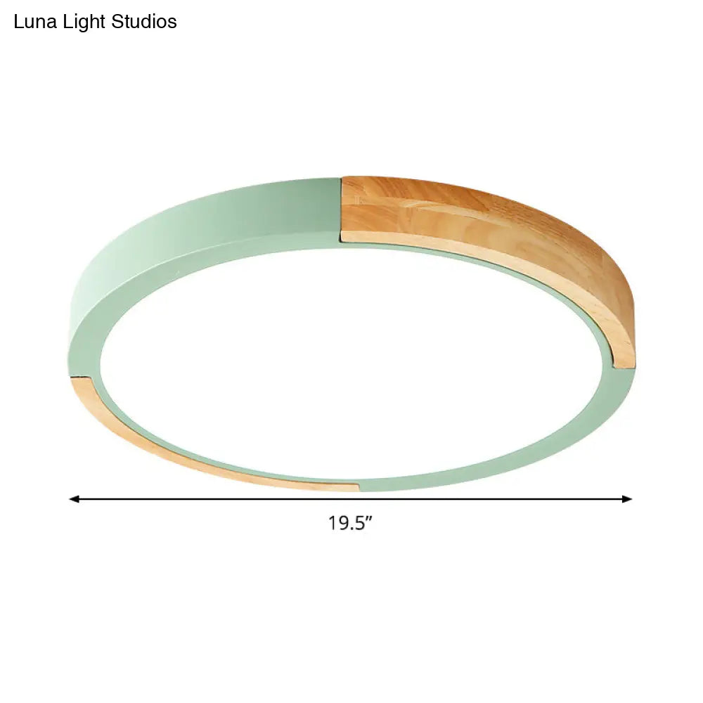 Circular Macaron Led Flush Mount Ceiling Light In 3 Colors And 2 Options 16’/19.5’ Wide