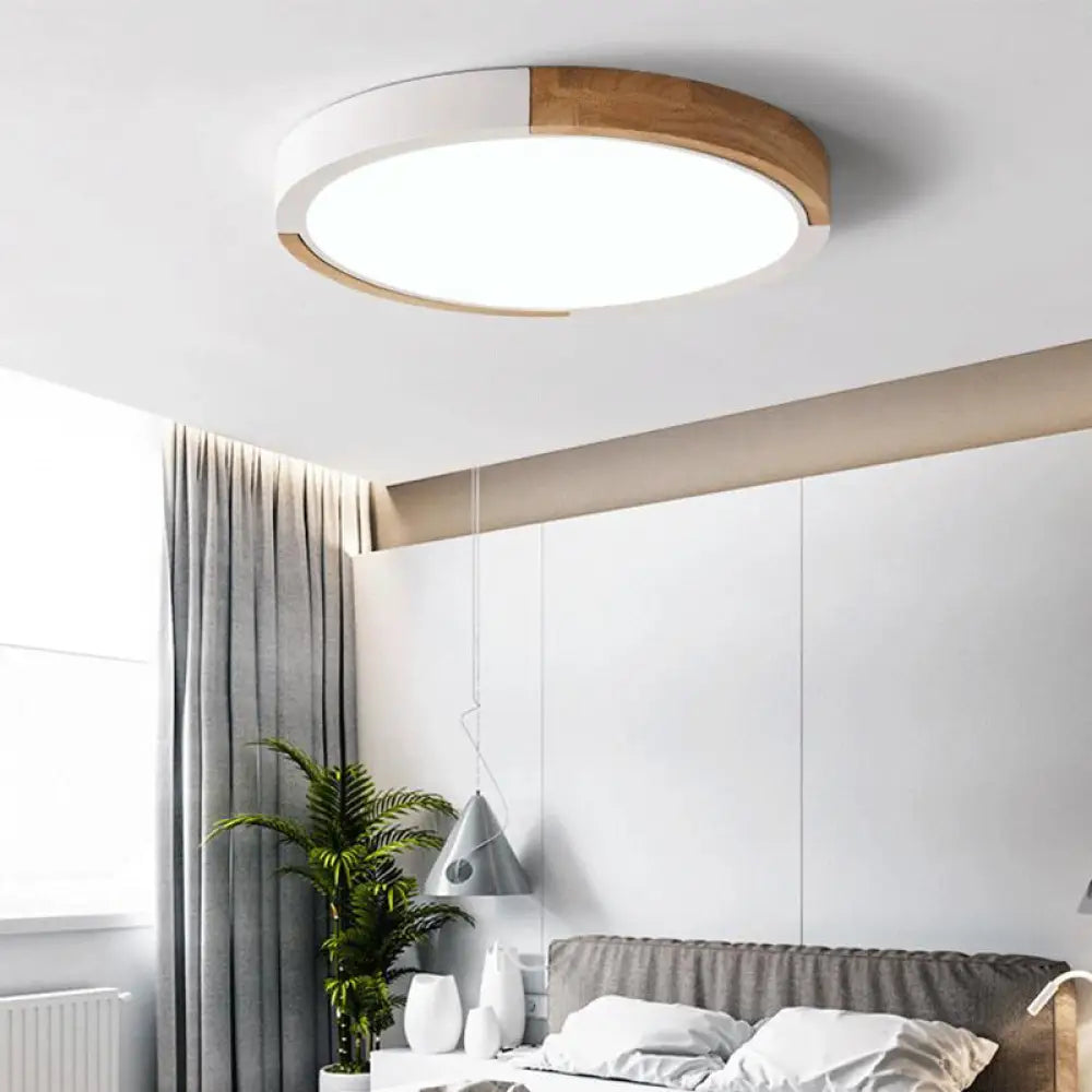 Circular Macaron Led Flush Mount Ceiling Light In 3 Colors And 2 Options 16’/19.5’ Wide White / 16’