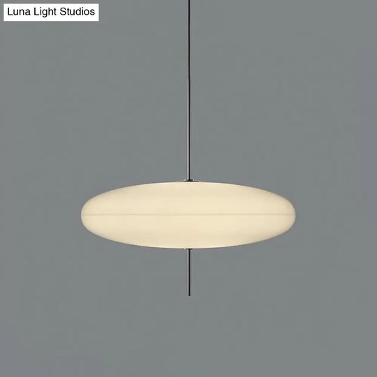 Circular Modernism Pendant Light With White Glass - 1-Bulb Dining Room Ceiling Fixture