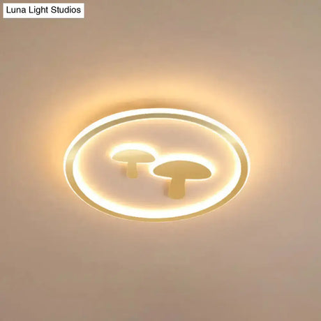 Circular Mushroom Baby Room Led Ceiling Lamp - 16’/19.5’ Dia White/Pink/Gold Options