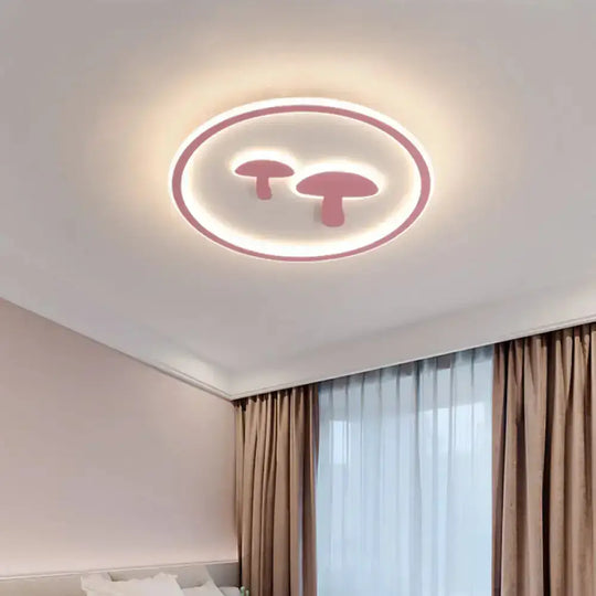 Circular Mushroom Baby Room Led Ceiling Lamp - 16’/19.5’ Dia White/Pink/Gold Options Pink / 16’