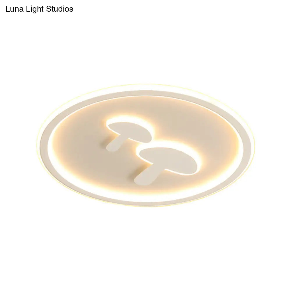 Circular Mushroom Baby Room Led Ceiling Lamp - 16’/19.5’ Dia White/Pink/Gold Options