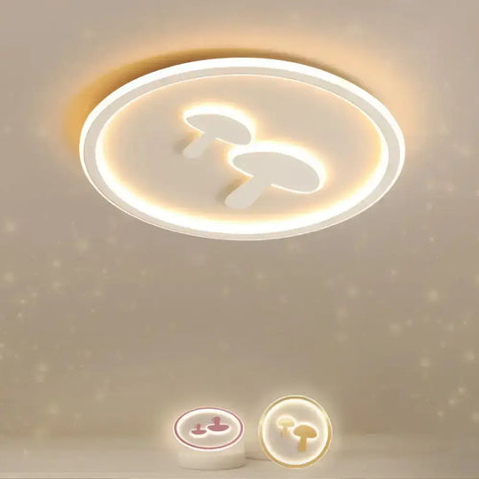 Circular Mushroom Baby Room Led Ceiling Lamp - 16’/19.5’ Dia White/Pink/Gold Options White / 16’