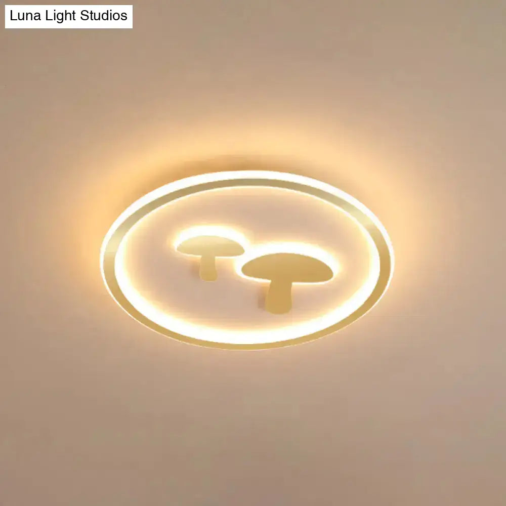 Circular Mushroom Baby Room Led Ceiling Lamp - 16’/19.5’ Dia White/Pink/Gold Options