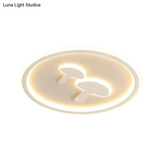 Circular Mushroom Baby Room Led Ceiling Lamp - 16’/19.5’ Dia White/Pink/Gold Options