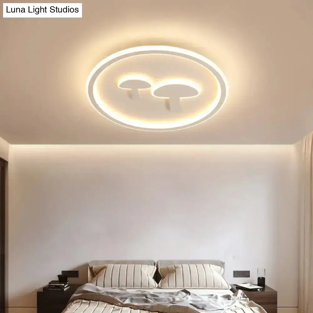 Circular Mushroom Baby Room Led Ceiling Lamp - 16’/19.5’ Dia White/Pink/Gold Options