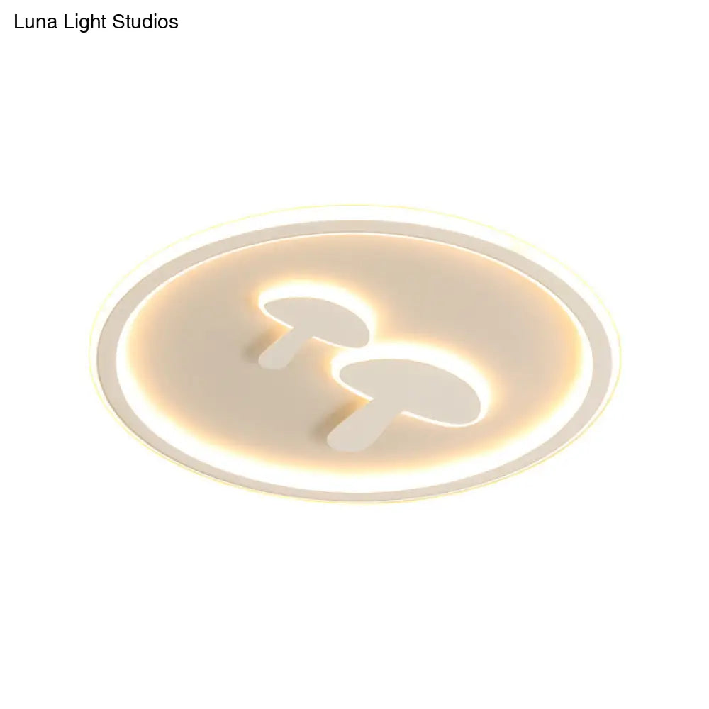 Circular Mushroom Baby Room Led Ceiling Lamp - 16/19.5 Dia White/Pink/Gold Options