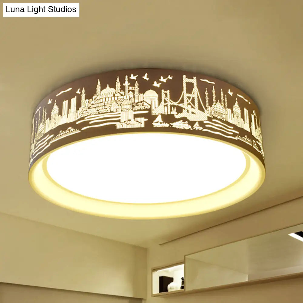 City View Acrylic Led Ceiling Light For Study Room - Stylish And Bright In White