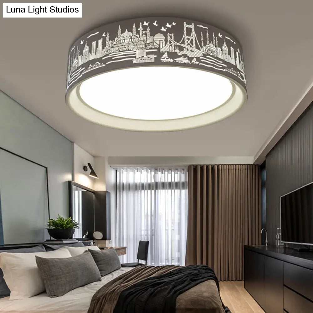 City View Acrylic Led Ceiling Light For Study Room - Stylish And Bright In White / 16.5