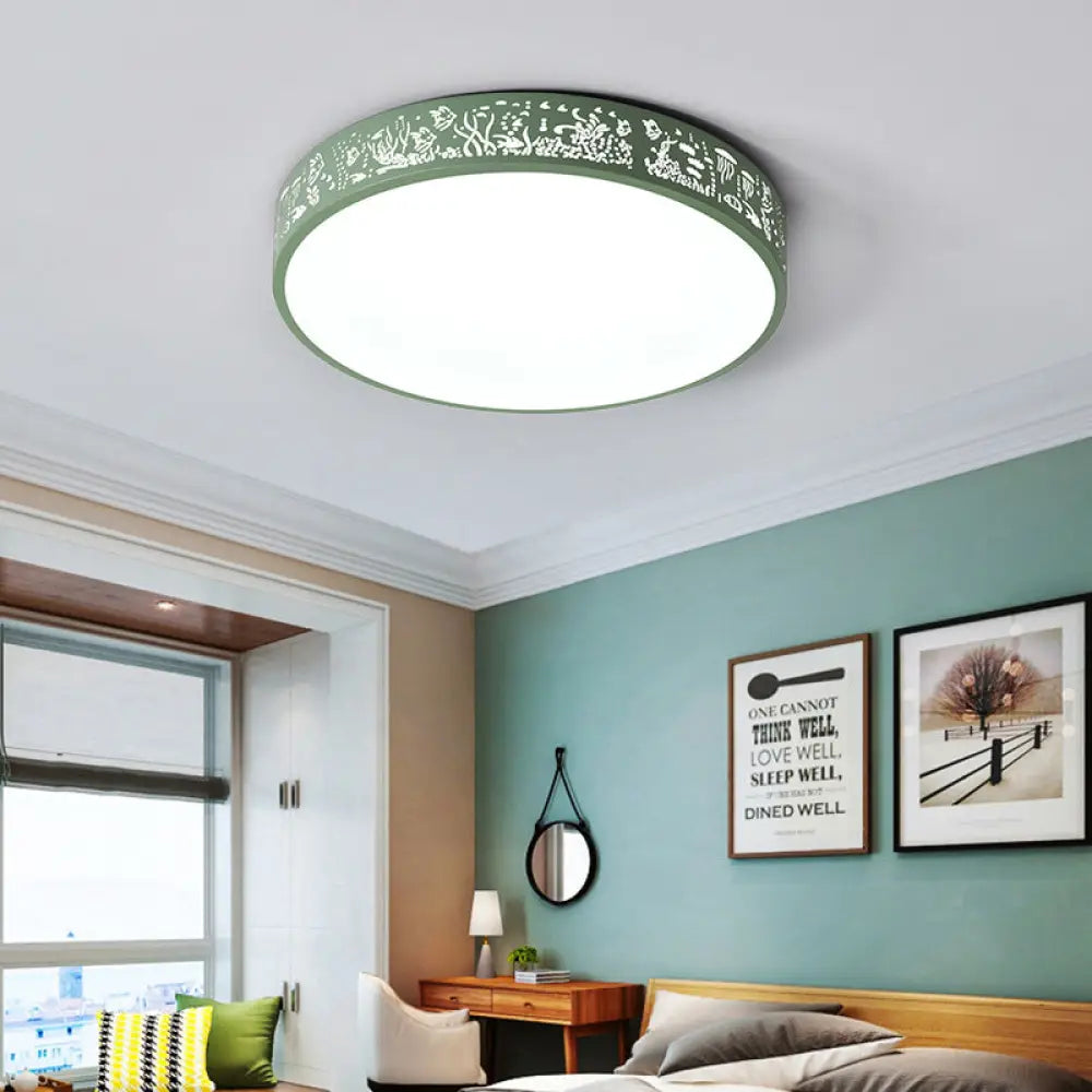 City View Macaron Loft Slim Drum Led Flush Ceiling Light: Stylish Acrylic Lamp For Nursing Room