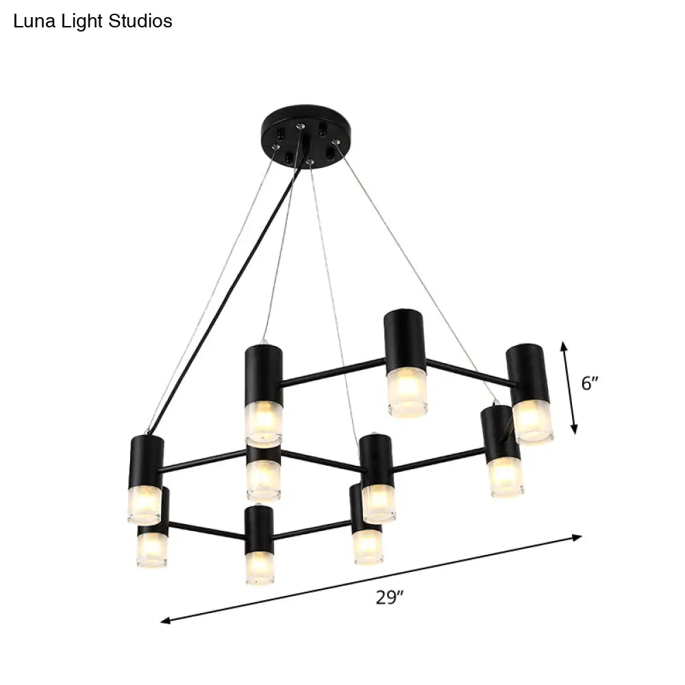 Clara - Honeycomb Modern Shaped Chandelier Metal Black Pendant Lighting For Hotel Living Room