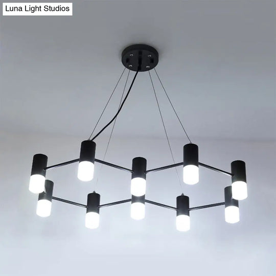 Contemporary Black Metal Honeycomb Chandelier - Ideal Pendant Lighting For Hotel Living Room