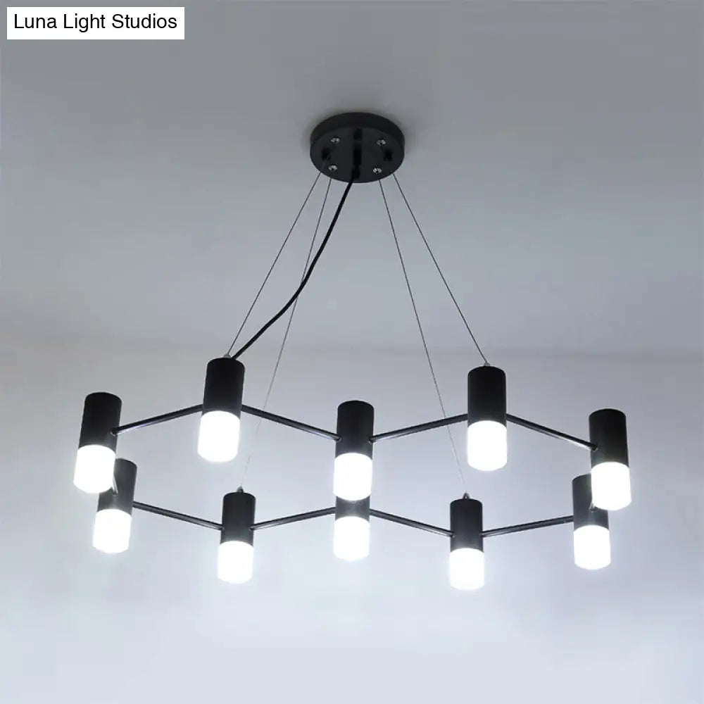 Clara - Honeycomb Modern Shaped Chandelier Metal Black Pendant Lighting For Hotel Living Room