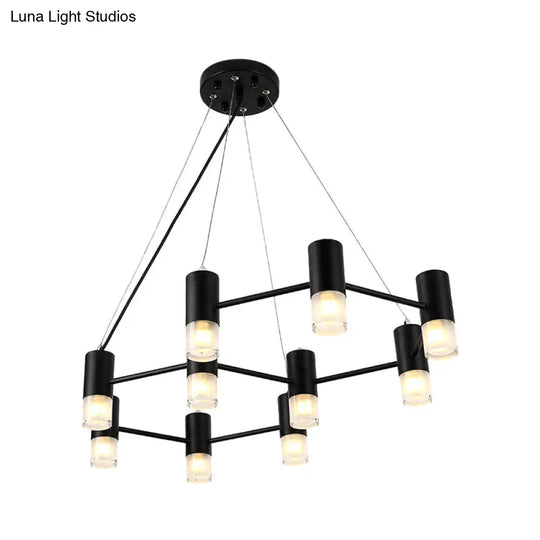 Contemporary Black Metal Honeycomb Chandelier - Ideal Pendant Lighting For Hotel Living Room