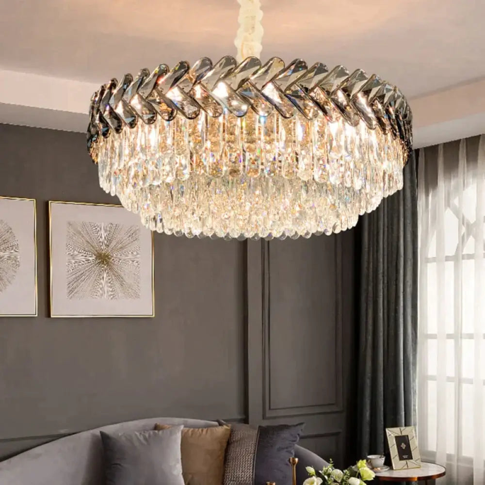 Clara - Round/Rectangle Crystal Chandelier Dia40 X H30Cm(Round) / Not Dimmable Warm White