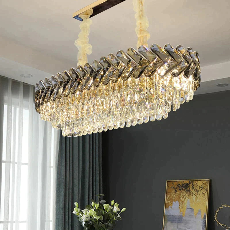 Clara - Round/Rectangle Crystal Chandelier Dia30Xh30Cm Pendant / Dimmable Warm White