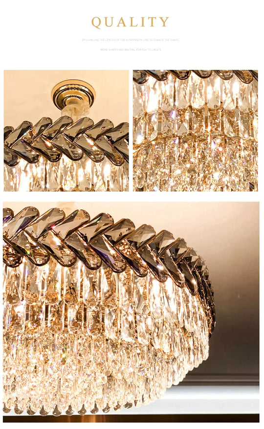 Clara - Round/Rectangle Crystal Chandelier Dia50 X H30Cm(Round) / Not Dimmable Cold White