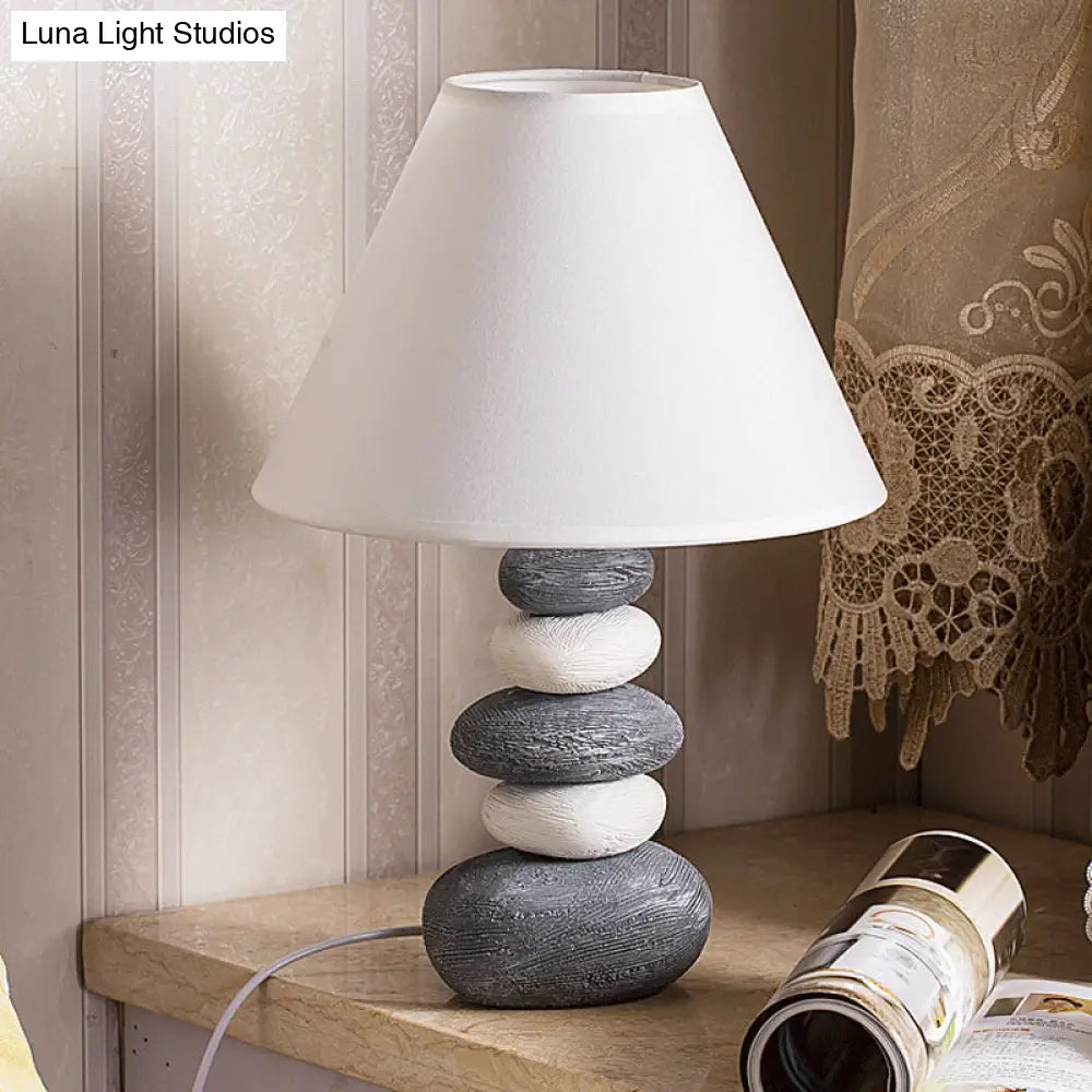 Antique White/Black Barrel Table Light With Ceramic Base - Elegant Nightstand Lighting For Living