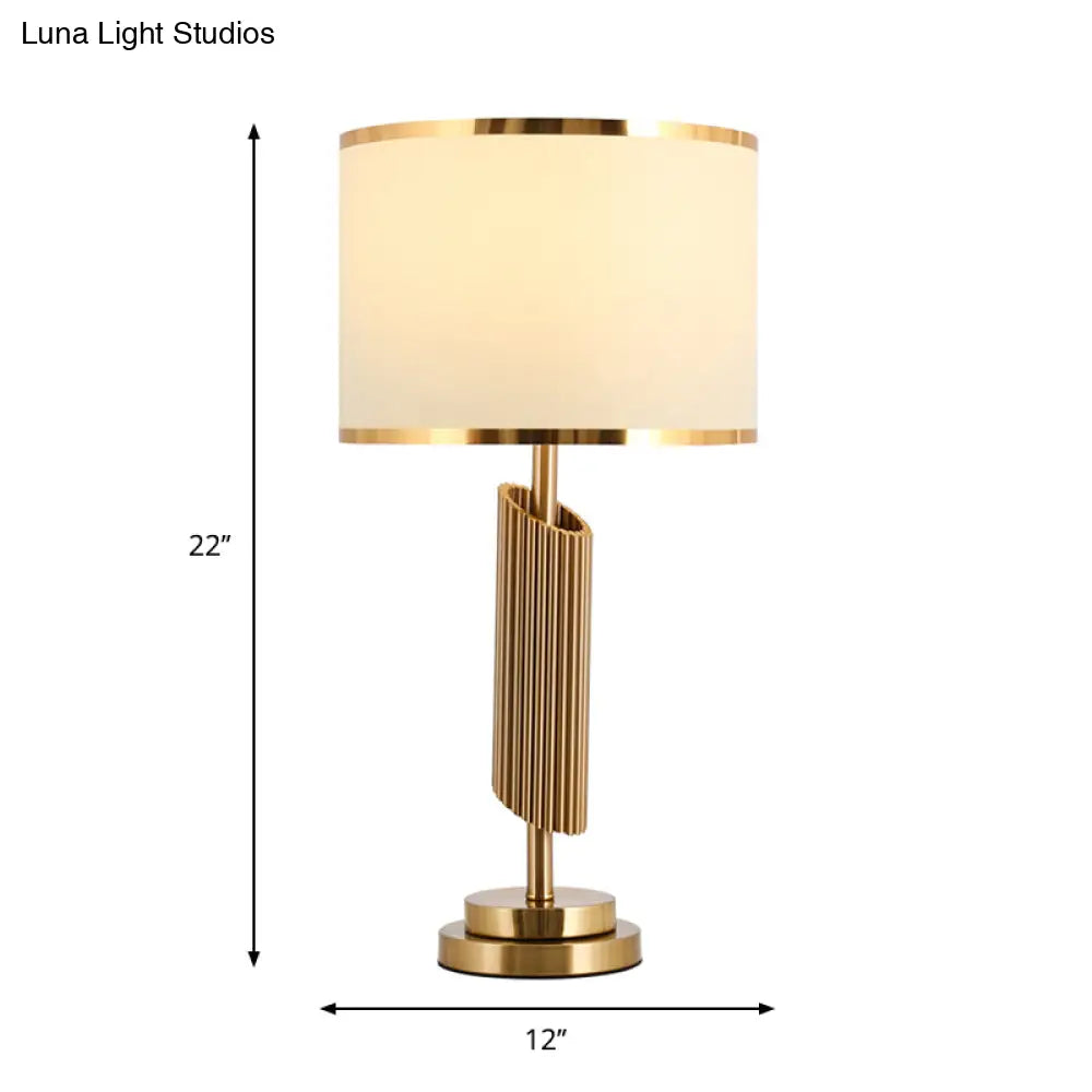 Classic 1-Light Parlor Night Lamp With Brass Bevel-Cut Cylinder Base